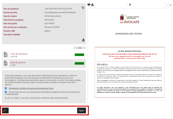 CNB FAQ e-DCM Signature manuscrite Parties 0