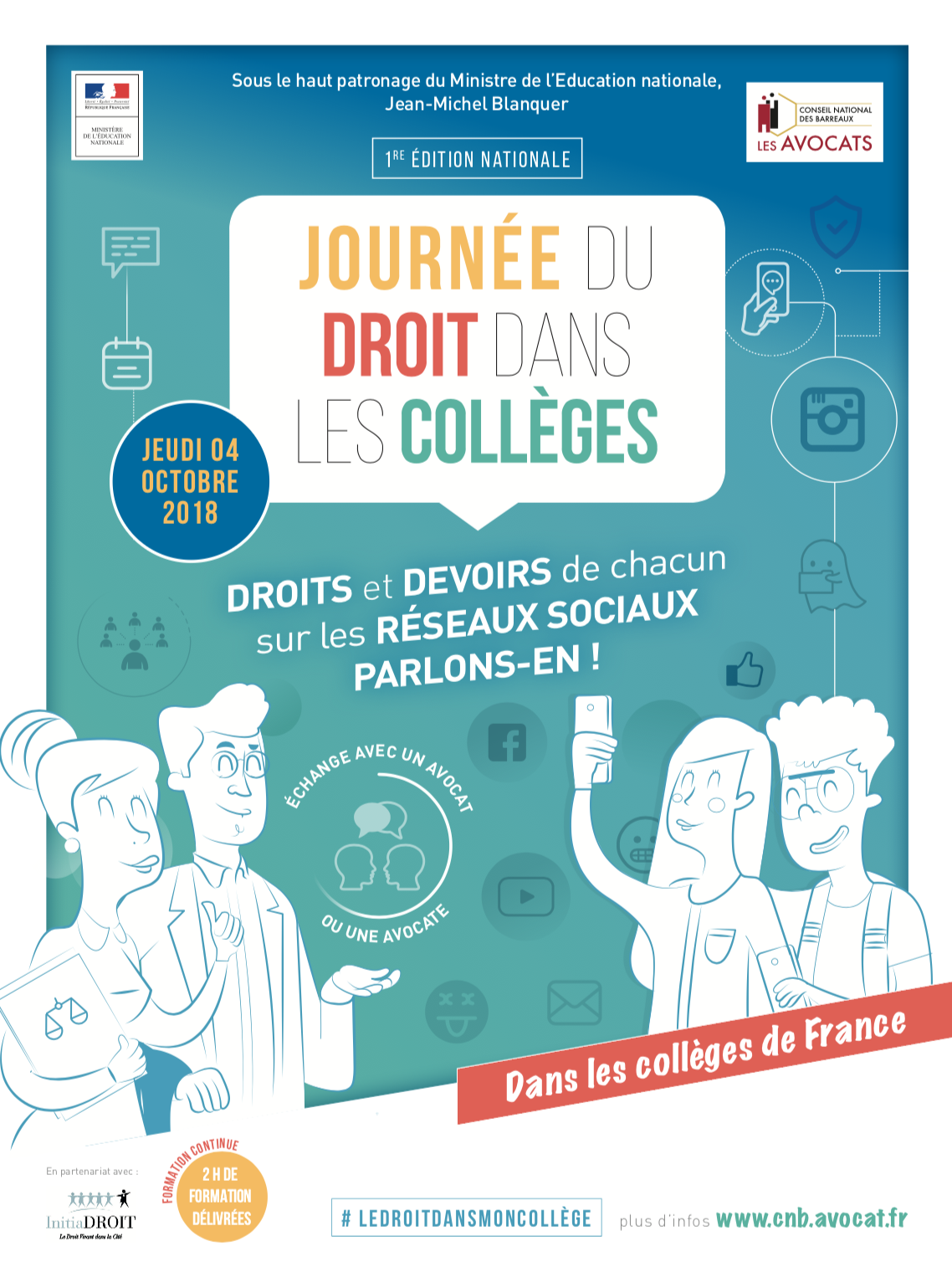 Affiche Journee du droit dans les colleges 2018 CNB