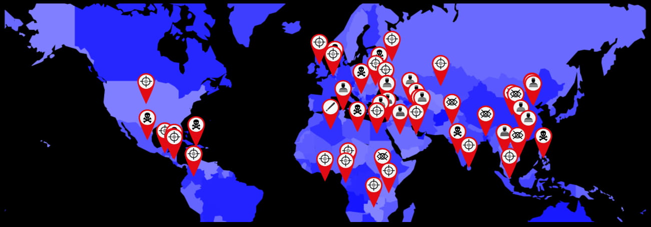 Carte des avocats en danger de l'OIAD